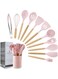 12-Piece Heat Resistant Non-Stick Silicone Cooking Utensil Set Pink/Brown One Size