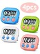 Pcs Digital Timer, Minute Cooking Timer, Classroom Timer, 4 Color Magnetic Time Timer Alarm Clock for Kitchen Cooking Classroom Gym Study Teeth Cleaning Kids Children (Not Including Battery)