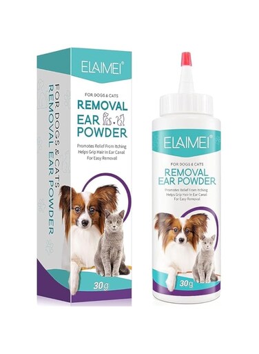 Dog Ear Cleaner 30g &ndash; Ear Hair Removal Powder for Pets, Treats Ear Infections, Removes Debris, Wax, and Odor, Soothes Itchy &amp; Inflamed Ears, Effective Pet Ear Care Treatment