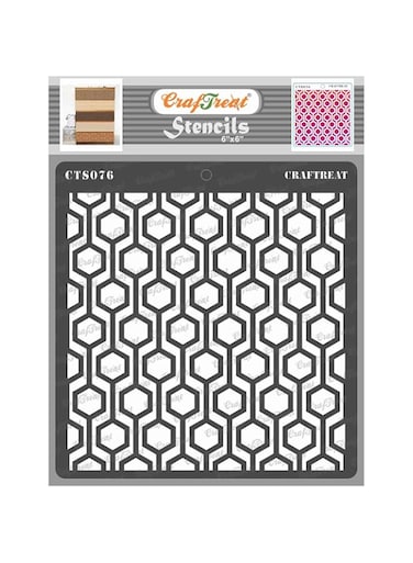 CrafTreat Stencil - Connected Hexagon - Reusable Painting Template for Journal Notebook Home Decor Crafting DIY Albums Scrapbook and Printing on Paper Floor Wall Tile Fabric Wood 6x6 inches
