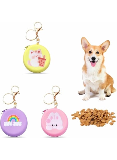 Langtaojin 3PCS Small Silicone Dog Treat Pouch,Treat Pouches for Pet Training,Zipper Design,Travel Walking Bag, Portable Training Bag