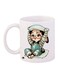 Girl Printed Coffee Mug White/Blue/Beige 11ounce