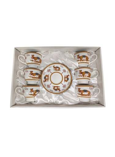 Verucci Ceramic Cup and Saucer 12Pcs Set With Camel Photo 6 Cups With 6 Saucers-200ML