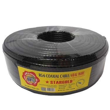 STARGOLD RG-6 Coaxial Cable 48AL Wire for Digital Transmission, 100Y Length, High-Quality Signal