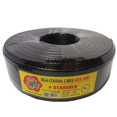 STARGOLD RG-6 Coaxial Cable 48AL Wire for Digital Transmission, 100Y Length, High-Quality Signal