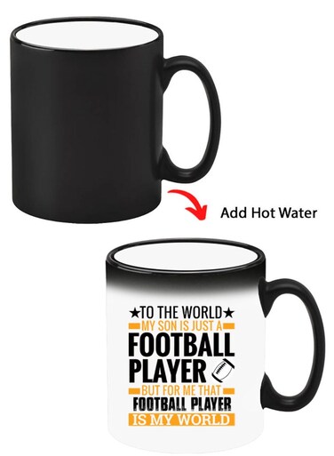 Color Changing Heat Sensitive Ceramic Mug, Image Revealed When HOT Liquid is Added! Football player Black