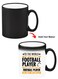 Color Changing Heat Sensitive Ceramic Mug, Image Revealed When HOT Liquid is Added! Football player Black