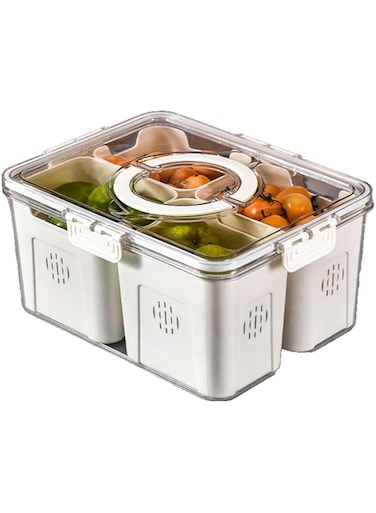 WESTCH Airtight Fruit Storage Containers for Fridge with Lids &amp; Handle, Stackable Vegetable Strainer Box High-Capacity,Refrigerator Organizer Box (4 Drain Baskets in One Box - Big Size)