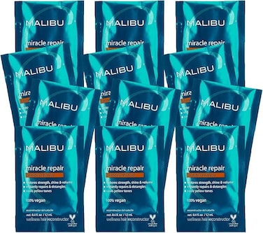 Malibu C Miracle Repair Blonde Enhancer Restores Strength, Shine &amp; Volume Instantly Repairs &amp; Detangles Cools Yellow Tones, 12ml Pack of 12