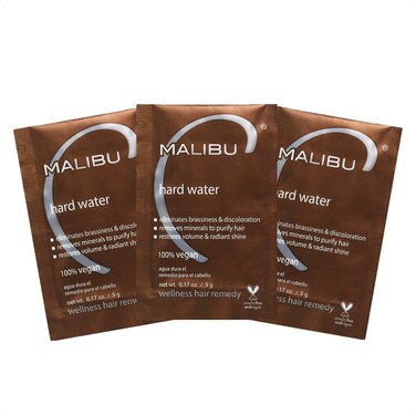 Malibu C Hard Water Wellness Hair Remedy Help Removes Hard Water Deposits &amp; Impurities from Hair Contains Vitamin C Complex for Hair Shine and Vibrancy, 5 grams 3 count