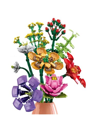 DIY Artificial Flowers, Building Blocks Flower Bouquet Gifts for Children's Toys, Wedding Party Home Decor Kit (679 Pieces)