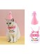 SWIUKPHE 2 Pack Birthday Hat Scarf Set for Pet Puppy Cats, Princess Cat Costumes for Cats, Cute Lace Bandanas for Cats, Pet Birthday Party Decorations Set, Pink
