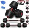 ULTIMAX 15Kg Adjustable 7-in-1 Dumbbell Set &ndash; Free Weights with Connecting Rod   Converts to Barbell, Kettlebell &amp; Push-Up Stand for Home &amp; Office Gym