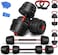 ULTIMAX 10Kg Adjustable 7-in-1 Dumbbell Set &ndash; Free Weights with Connecting Rod   Converts to Barbell, Kettlebell &amp; Push-Up Stand for Home &amp; Office Gym