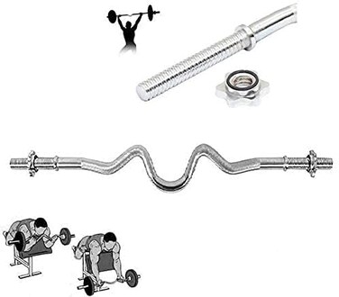 ULTIMAX 47-Inch Triceps &amp; Biceps Curl Bar &ndash; Compatible with 1-Inch Weight Plates for Strength Training