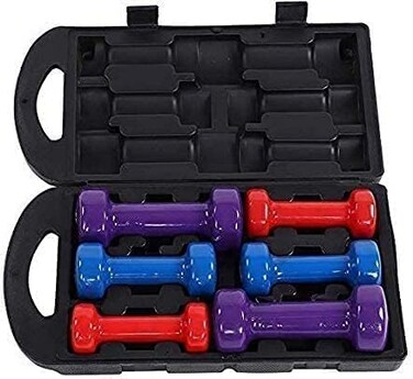 ULTIMAX 6KG Vinyl/Neoprene Dumbbell Set &ndash; Non-Slip Dipping Weights with Carry Case for Home &amp; Gym Workouts