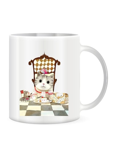 Lovely Cat Design Ceramic Coffe Mug Multicolour