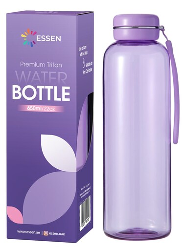 Tritan Water Bottle for Kids School Gym Office Outdoor Water Bottle Sports Exercise Travel BPA Free Leak Proof Purple &acirc;&euro;&ldquo; 650 ml