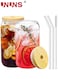 Can Tumbler Glasses,2PCS Drinking Glasses With Bamboo Lids And Glass Straw,16oz Coke Can-Shaped Tumbler Glass Cups With 1 Cleaning Brushe,For Tea,Soda,Iced Coffee