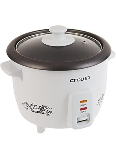 Crownline Rc-168 Rice Cooker W/ Steamer, 220-240 V, 50/60 Hz, 300 W, Cooking Capacity 0.6L, Volume 1.0 L, White, Small, Rc-168