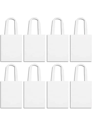 Yuroochii 8 Pieces Craft Canvas Bag Sublimation Polyester Screen Printing Blank Canvas Tote Bag Reusable Grocery Bags Durable Bag for Creative DIY Funs, Crafting and Embroidering