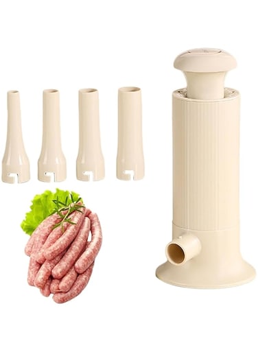 Sausage Stuffer, Homemade Hand-Pressed Meatball Stuffer, Multifunctional Meat Filler, Funnel Tubes Sausage Filling Tool, Ideal for Making Fresh Sausages, Meatballs, 9.65x4.33 in