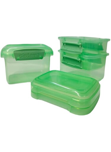 Sistema 400ml Rectangular Lunch Box Pack 3 Pack Green, Lunch,On the Go,BPA Free.