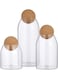 3-Pieces Storage Jar with Cork Ball Clear 1 x 14, 1 x 18.5, 1 x 23.5cm