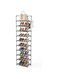 LANTEFUL 10 Tiers Tall Shoe Rack 20-25 Pairs Boots Organizer Storage Sturdy Narrow Shoe Shelf for Entryway, Closets with Hooks, Grey