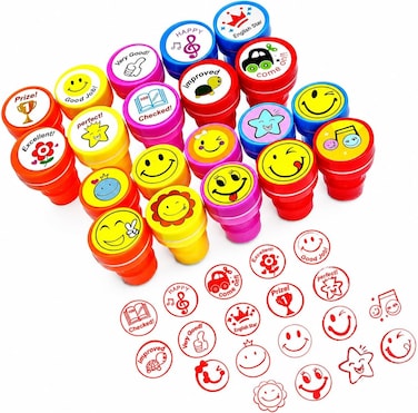 CRAFT MAGIC 20 Pack Emoji &amp; Motivational Teacher Reward Stamp Set   Self-Inking Classroom Stamps for Students   Educational Learning, Grading, Arts &amp; Crafts, School Supplies and Scrapbooking