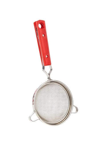 RAJ JUICE STRAINER WITH RED GRIP HANDLE, 13.5 CM, SILVER, RBJS05, Tea Strainer , Juice Strainer , Lime Strainer