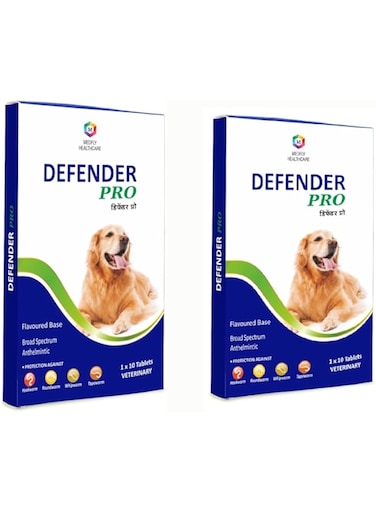 Medfly Healthcare Defender Pro Deworming Tablet for Dogs of All Life Stages (Pack of 2)   Natural &amp; Herbal Ingredients   Effective Formula to Kill &amp; Expel Parasites   10 Tablets per Pack
