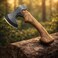 Auto Family Compact Hand Axe with Wooden Handle &ndash; Camping Hatchet Chopping Axe with Leather Sheath for Wood Splitting, Survival Tactical Axe, Outdoor Bushcraft (Compact Axe)