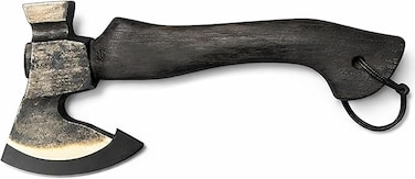 Auto Family Compact Hand Axe with Wooden Handle &ndash; Camping Hatchet Chopping Axe with Leather Sheath for Wood Splitting, Survival Tactical Axe, Outdoor Bushcraft (Vintage Axe)