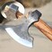 Auto Family Compact Hand Axe with Wooden Handle &ndash; Camping Hatchet Chopping Axe with Leather Sheath for Wood Splitting, Survival Tactical Axe, Outdoor Bushcraft (Long Handle Axe)