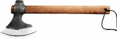 Auto Family Compact Hand Axe with Wooden Handle &ndash; Camping Hatchet Chopping Axe with Leather Sheath for Wood Splitting, Survival Tactical Axe, Outdoor Bushcraft (Long Handle Axe)