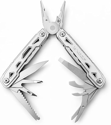 Auto Family Stainless Steel Multi Tool Pliers &ndash; Heavy Duty Multitool with Knife, Saw, Screwdrivers &amp; Wire Cutter &ndash; Compact Folding Survival Tool for Camping, Hiking, Fishing &amp; EDC Gear (Tool 1)