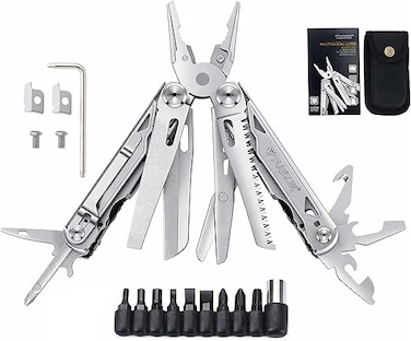 Auto Family Stainless Steel Multi Tool Pliers &ndash; Heavy Duty Multitool with Knife, Saw, Screwdrivers &amp; Wire Cutter &ndash; Compact Folding Survival Tool for Camping, Hiking, Fishing &amp; EDC Gear (Tool 3)