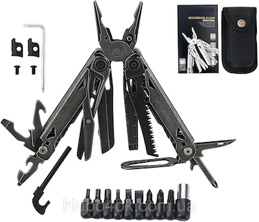 Auto Family Stainless Steel Multi Tool Pliers &ndash; Heavy Duty Multitool with Knife, Saw, Screwdrivers &amp; Wire Cutter &ndash; Compact Folding Survival Tool for Camping, Hiking, Fishing &amp; EDC Gear (Tool 4)