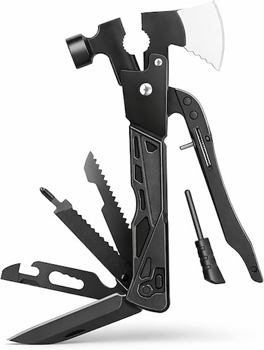 Auto Family Stainless Steel Multi Tool Pliers &ndash; Heavy Duty Multitool with Knife, Saw, Screwdrivers &amp; Wire Cutter &ndash; Compact Folding Survival Tool for Camping, Hiking, Fishing &amp; EDC Gear (Tool 5)