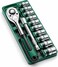 Auto Family 12Pcs Socket Wrench Set with Ratchet Handle &ndash; Steel Socket Tool Kit with Extension Bars, Universal Joint &amp; Metal Storage Case (Grey1)