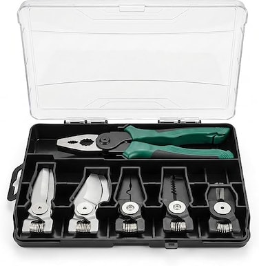 Auto Family 6Pcs Socket Wrench Set with Ratchet Handle &ndash; Steel Socket Tool Kit with Extension Bars, Universal Joint &amp; Metal Storage Case