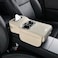 Auto Family Car Armrest Heightening Pad with Cup Holder &amp; Tissue Box &ndash; PU Leather Center Console Organizer, Car Seat Armrest Cushion with Storage Pocket for Drinks (Black and Red)