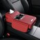 Auto Family Car Armrest Heightening Pad with Cup Holder &amp; Tissue Box &ndash; PU Leather Center Console Organizer, Car Seat Armrest Cushion with Storage Pocket for Drinks (Burgundy)