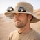 Auto Family Solar Fan Sun Hat for Men &amp; Women &ndash; Wide Brim Outdoor Fishing Hat 2 Solar Powered Fans, Breathable UV Protection Outdoor Hat for Hiking, Fishing, Gardening, Camping (Biege)