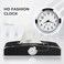 Auto Family Car Tissue Box Holder with Clock &ndash; PU Leather Dashboard Tissue Dispenser, Napkin Holder Organizer for Car Interior, Console or Dashboard Storage (Black)