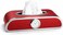 Auto Family Car Tissue Box Holder with Clock &ndash; PU Leather Dashboard Tissue Dispenser, Napkin Holder Organizer for Car Interior, Console or Dashboard Storage (Red)