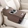 Auto Family Car Armrest Heightening Pad with Cup Holder &amp; Tissue Box &ndash; PU Leather Center Console Organizer, Car Seat Armrest Cushion with Storage Pocket for Drinks (Coffee Brown)