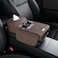 Auto Family Car Armrest Heightening Pad with Cup Holder &amp; Tissue Box &ndash; PU Leather Center Console Organizer, Car Seat Armrest Cushion with Storage Pocket for Drinks (Coffee Brown)