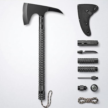 Auto Family Compact Hand Axe &ndash; Camping Hatchet Chopping Axe with Leather Sheath for Wood Splitting, Survival Tactical Axe, Outdoor Bushcraft (Expedition Pro Axe)